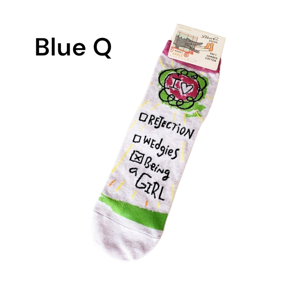 Blue Q "I ❤" Being a Girl Crew Socks Funny Ankle